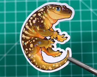 Leachie Gecko Sticker - Giant Gecko - Handmade - Reptile - Vinyl - Shiny sparkle