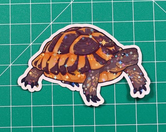 Greek land tortoise Sticker - Tortoise - Handmade - Reptile - Vinyl - Shiny sparkle