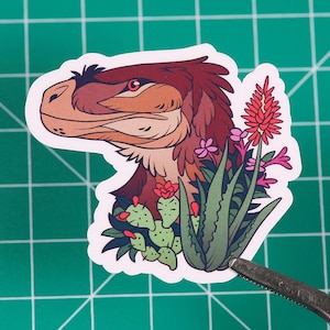 Velociraptor Portrait Sticker - Handmade - Dinosaur - Vinyl