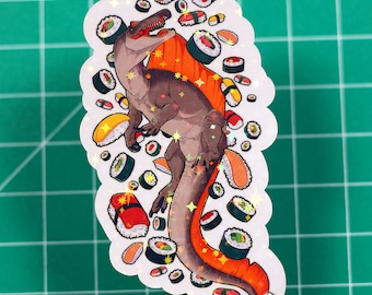 Sushi Spinosaurus - Handmade - Dinosaur - Vinyl - Shiny sparkle