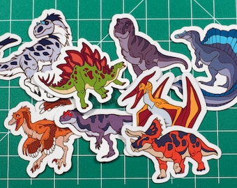 SET - Dinosaur Stickers - Sticker - Handmade - Aufkleber - Vinyl - Shiny sparkle