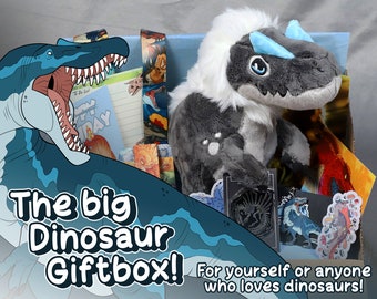 Big Dinosaur Gift Box - Includes a big Plushy - All Artist made - Birthday Gift