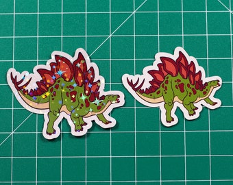 Stegosaurus Sticker - 2 variants - Handmade - Vinyl - Shiny sparkle