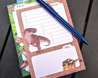 Notepad - Brown - Dinosaur notepad - Checklist - 50 sheets - A6