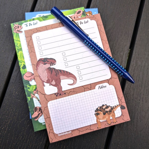 Notepad - Brown - Dinosaur notepad - Checklist - 50 sheets - A6