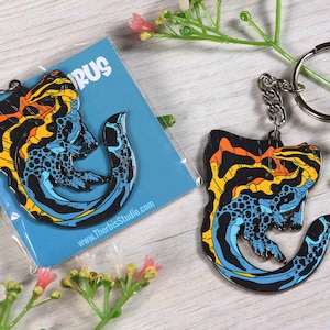 Spinosaurus Hard Enamel Keychain: Metal Dinosaur Charm