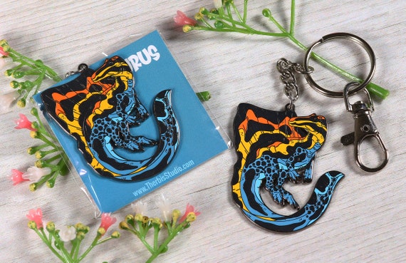 Spinosaurus Hard Enamel Keychain: Metal Dinosaur Charm - Etsy