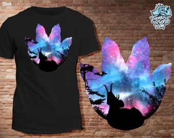 Dinosaur Tshirt  I  Unisex  I  Diabloceratops  I  Footprint  I  Nightsky