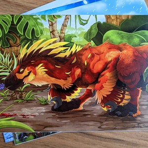 Postkarte - Dinosaurier Feuer Raptor