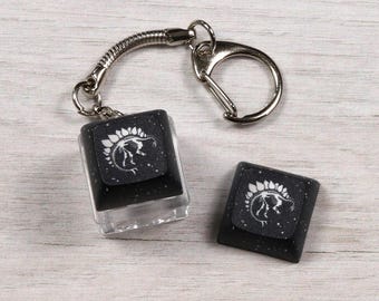 Dinosaur Keycap - Stegosaurus Skeleton - Clicky Keychain - Fidget toy - Excavation Paleontology