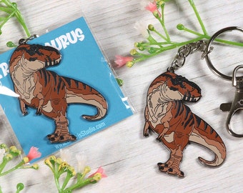 Tyrannosaurus  I  Hard Enamel Keychain  I  Metal  I  Dinosaur Keychain