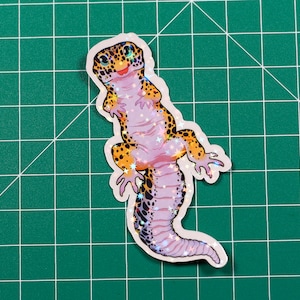 Leopard Gecko Sticker - Lizard - Handmade - Reptile - Vinyl - Shiny sparkle