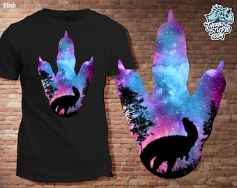 Dinosaur Tshirt  I  Unisex  I  Ceratosaurus  I  Footprint  I  Nightsky