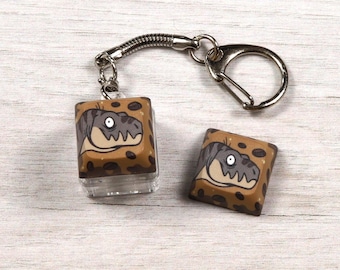 Dinosaur Keycap - Coffee Dinosaur - Clicky Keychain - Fidget toy