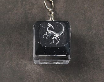 Parasaur Keycap Keychain - Skeleton Keycap - Clicky Keychain - Fidget toy - Excavation Paleontology