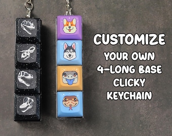 4 Keys long Clicky Keychain - Customize your own - Fidget toy - Soothing toy