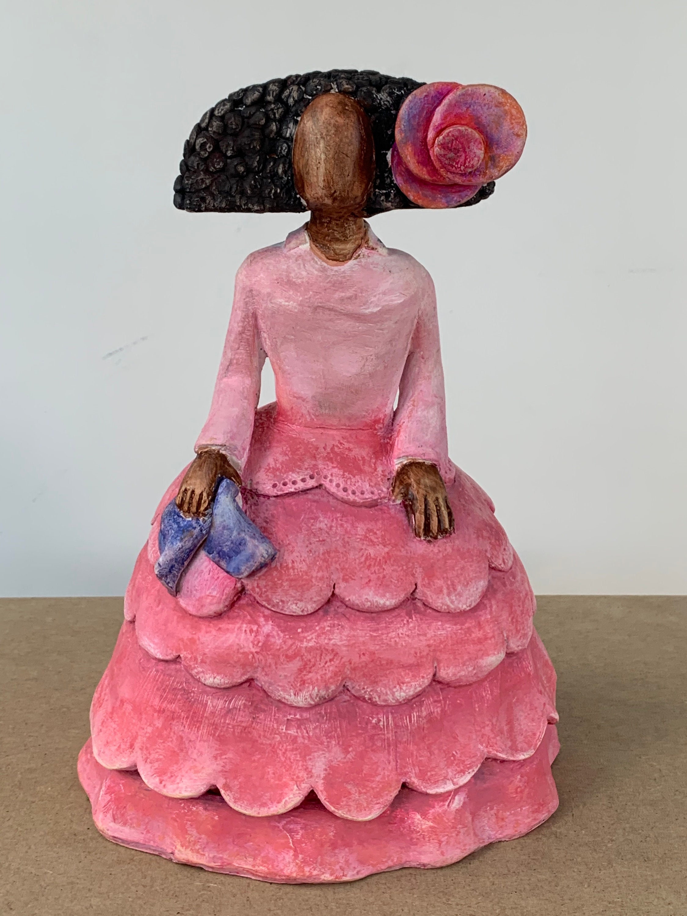 Clay Girl With Pink Dress Etsy
