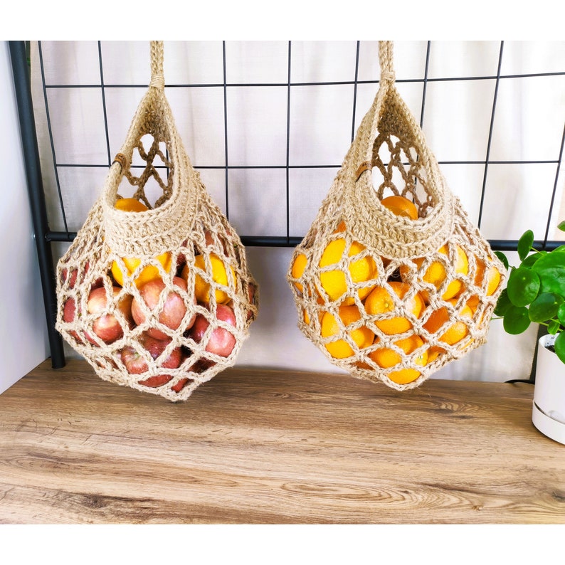 Hanging Mesh Basket Jute Hanging Wall Baskets Storage Etsy