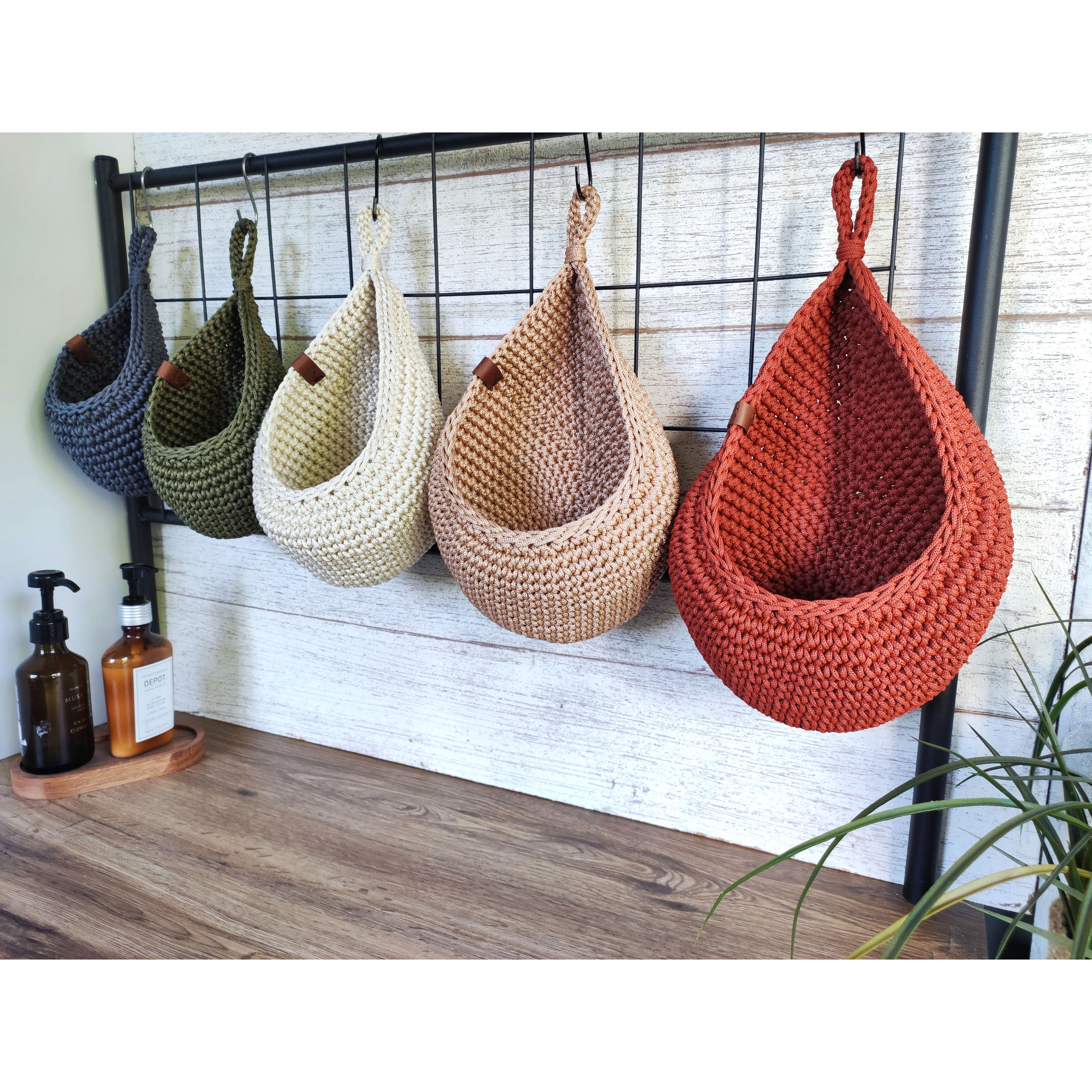 Crochet Basket / Hanging Basket / Camper Decor / Hanging Basket / Tabletop  Decor / Planter Basket / Camper Basket / Rustic Basket 
