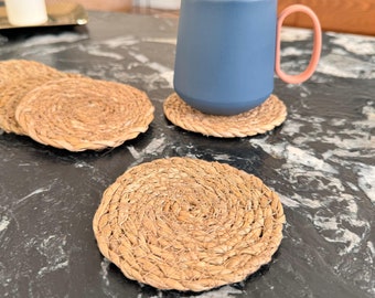 Round Sea grass Coasters, Set Of 6 Jute Coaster, Bohemian Coasters, Dining Table Decor, Wicker Coaster,