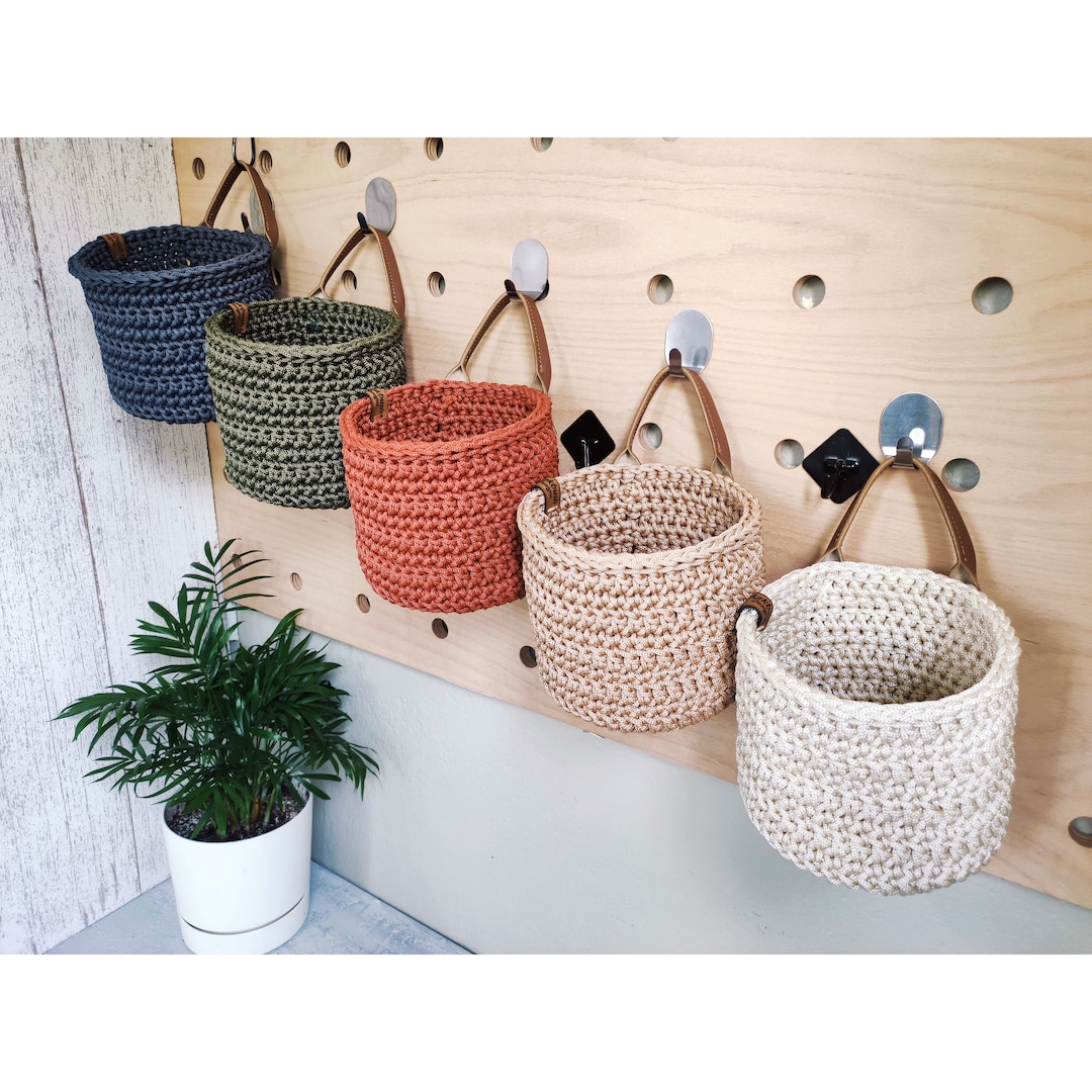 Crochet Hanging Basket, Storage Basket, Farmhouse Basket, Planter