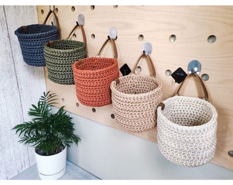 Crochet Hanging Basket, Storage Basket, Farmhouse Basket, Planter Basket, Basket Wall Decor, Home Organization