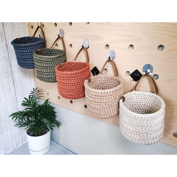 Crochet Hanging Basket, Storage Basket, Farmhouse Basket, Planter