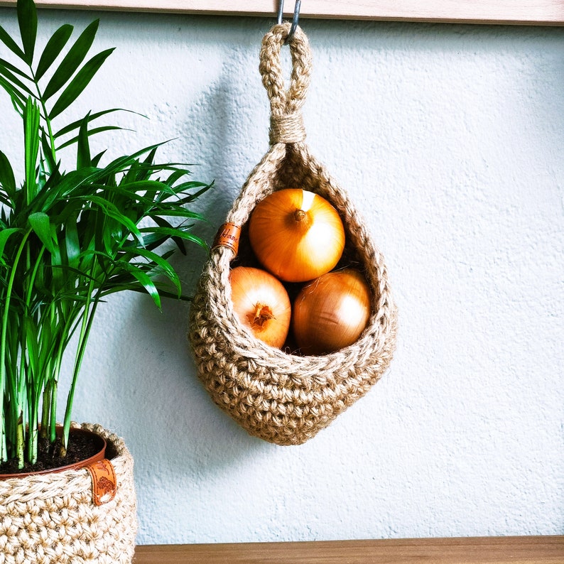 Jute Hanging Wall Baskets Kitchen Basket Rustic Baskets Set Etsy