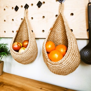 Large Jute Hanging Wall Baskets, Kitchen Basket, Rustic Baskets Set, Storage Basket, Farm House Basket, Vegetable baskets