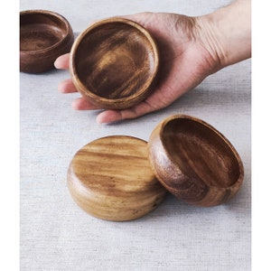Set Of 4 Wooden Bowls, Acacia Candle Bowl, Acacia Wood Snack Bowl, Carved Wooden Bowl image 3
