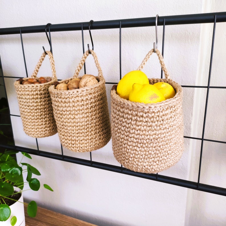 Hanging Wall Baskets Vegetable Baskets Jute Hanging Fruit Etsy