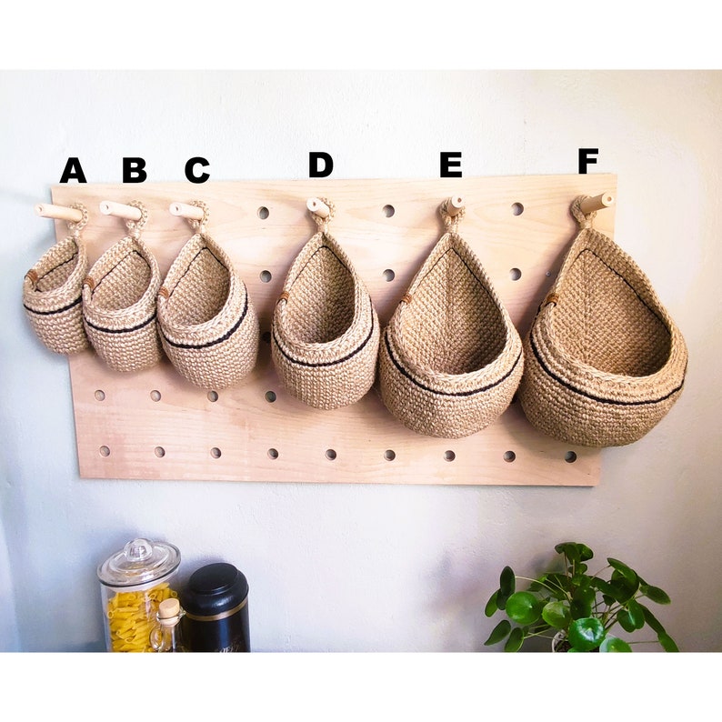 Jute Basket With Black Stripe Jute Hanging Wall Baskets Etsy