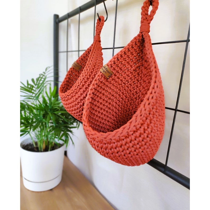 Wall hanging basket, Vegetable Storage hanging basket, Hanging Planter Basket, Hanging fruit basket, Bathroom hanging basket image 6