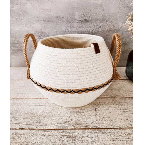 Cotton Rope Basket: Round Decorative Organizer
