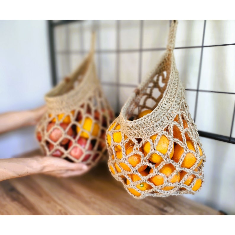 Hanging Mesh Basket Jute Hanging Wall Baskets Storage Etsy