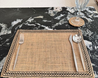 Jute Placemats, Farmhouse Table Decor, Rustic Dining Placemat, Wedding Placemat