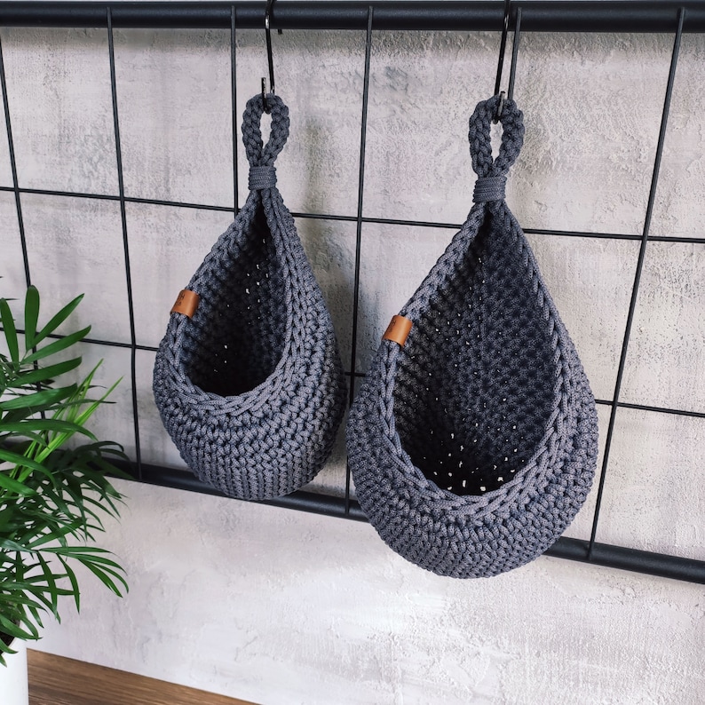 Wall hanging basket, Vegetable Storage hanging basket, Hanging Planter Basket, Hanging fruit basket, Bathroom hanging basket image 5