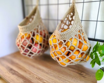 Hanging Mesh Basket, Jute Hanging Wall Baskets, Storage Basket, Vegetable Baskets, Kitchen Organiser