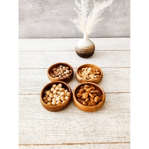 Set Of 4 Wooden Bowls, Acacia Candle Bowl, Acacia Wood Snack Bowl, Carved Wooden Bowl image 8