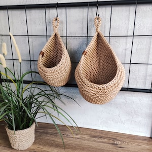 Wall hanging basket, Vegetable Storage hanging basket, Hanging Planter Basket, Hanging fruit basket, Bathroom hanging basket Caramel