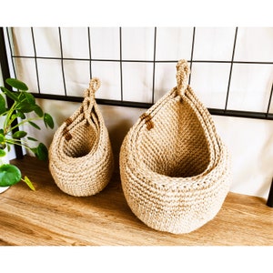 Jute Hanging Basket, Kitchen Basket, Rustic Baskets Set, Storage Basket, Farm House Basket, Vegetable baskets image 7