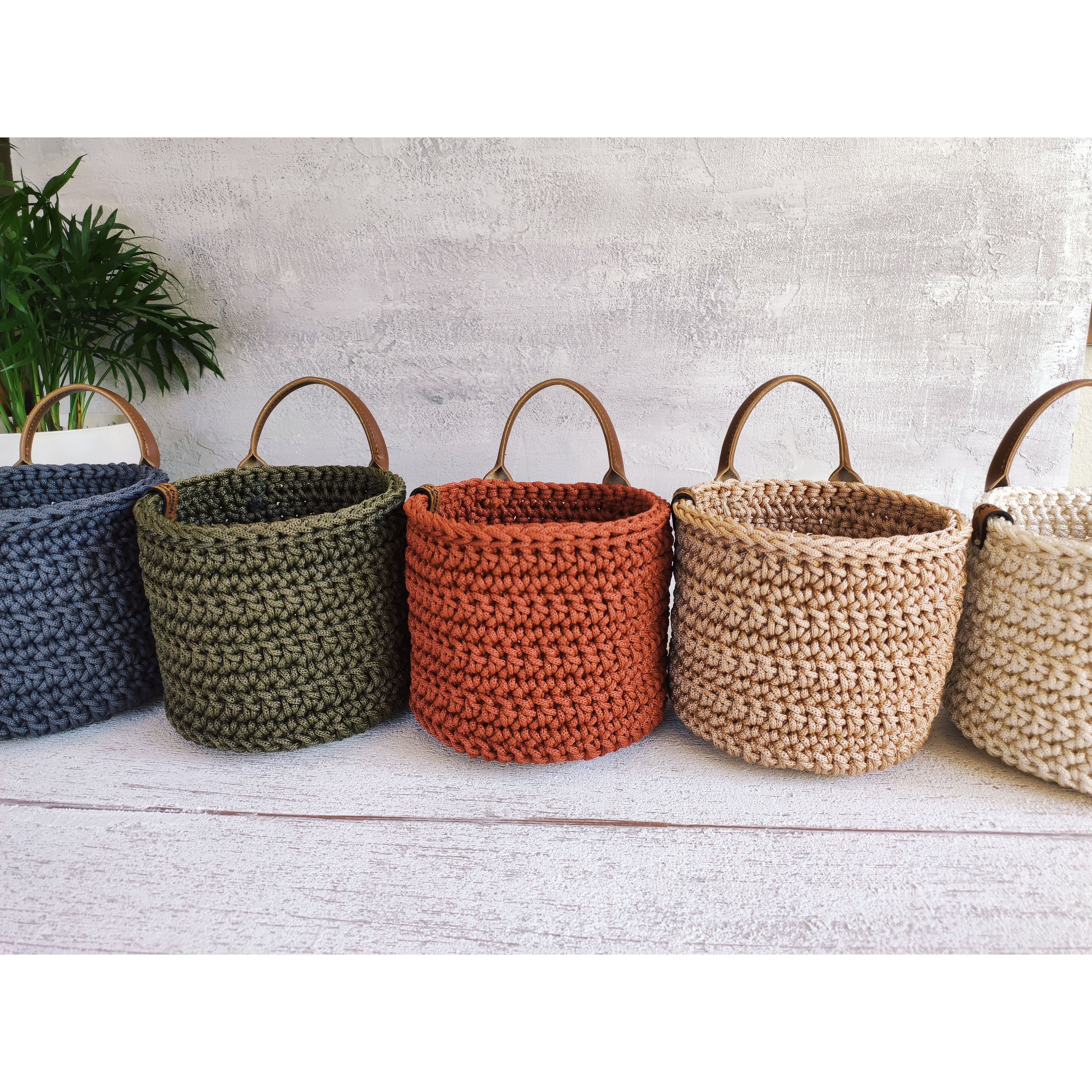 Crochet Hanging Basket, Storage Basket, Farmhouse Basket, Planter Basket,  Basket Wall Decor, Home Organization 