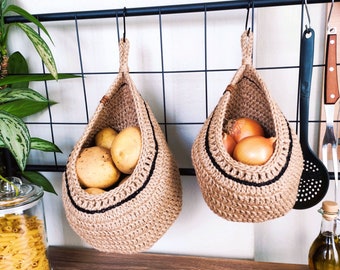 Large Vegetable Baskets, Jute Hanging Wall Baskets, Rustic Baskets Set, Storage Basket, Farm House Basket