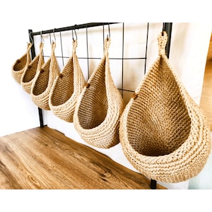 Jute Hanging Basket, Kitchen Basket, Rustic Baskets Set, Storage Basket, Farm House Basket, Vegetable baskets