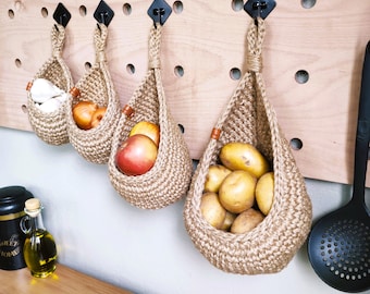 Jute Hanging Wall Baskets, Kitchen Basket, Rustic Baskets Set, Storage Basket, Farm House Basket, Vegetable baskets