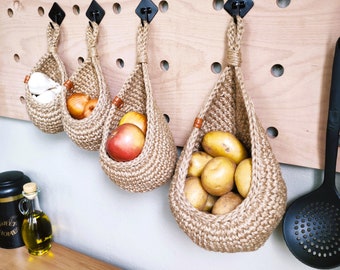 Jute Hanging Wall Baskets, Kitchen Basket, Rustic Baskets Set, Storage Basket, Farm House Basket, Vegetable baskets