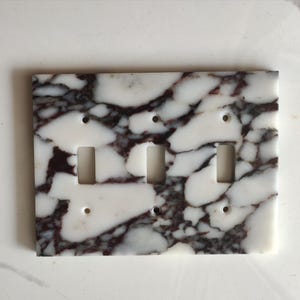Handmade Viola Marble Triple Toggle Light Switch Plate