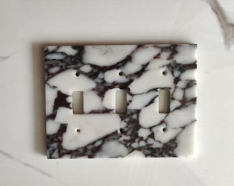 Handmade Viola Marble Triple Toggle Light Switch Plate