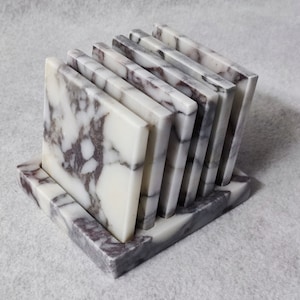 VIOLA  Marble Square Coaster-(4 or 6 pieces)