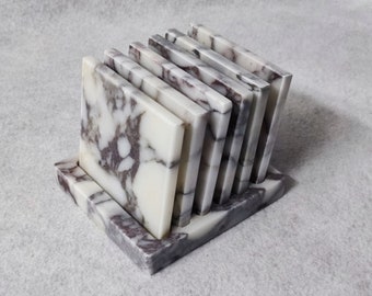 VIOLA  Marble Square Coaster-(4 or 6 pieces)